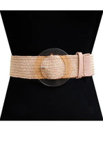 Rattan Belt with Clear Round Buckle