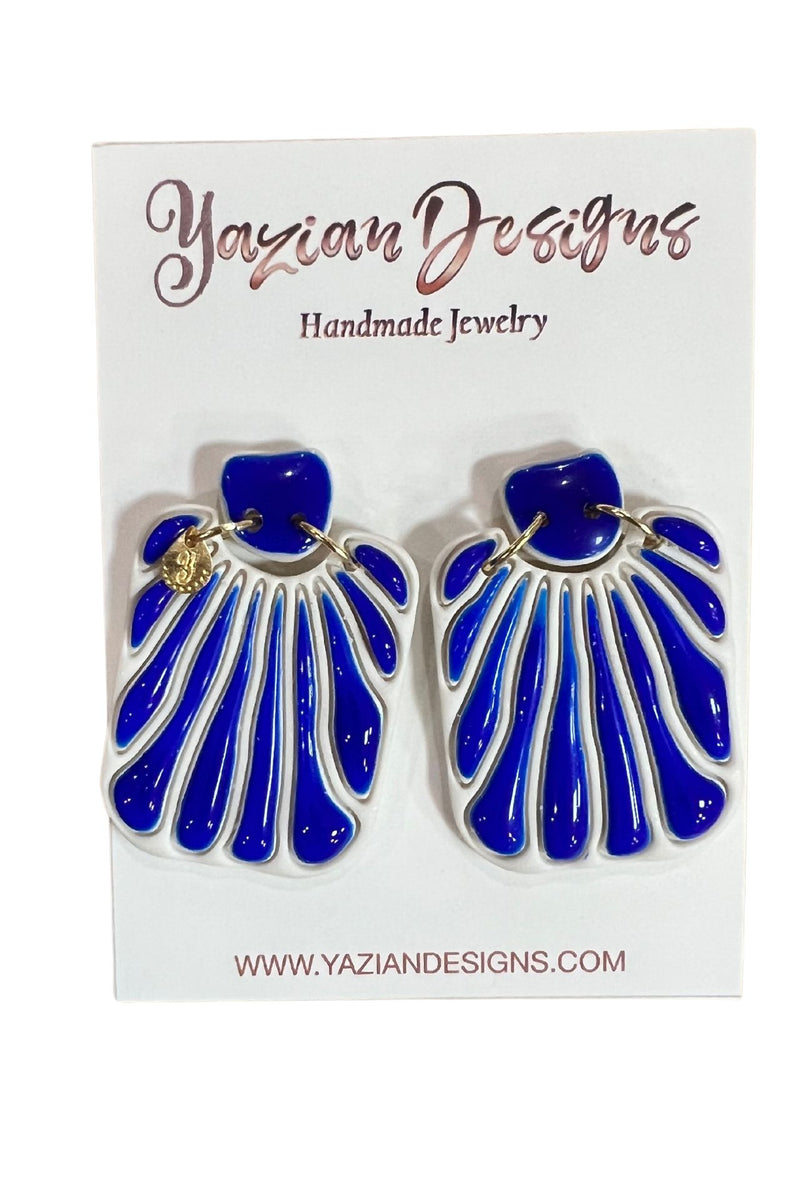 Yazian Designs Blue Rectangle Earrings