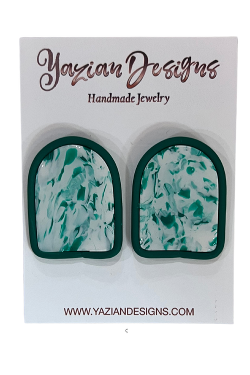 Yazian Designs Green and White Earring Collection