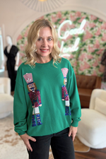 Green Sequin Nutcracker Sweater