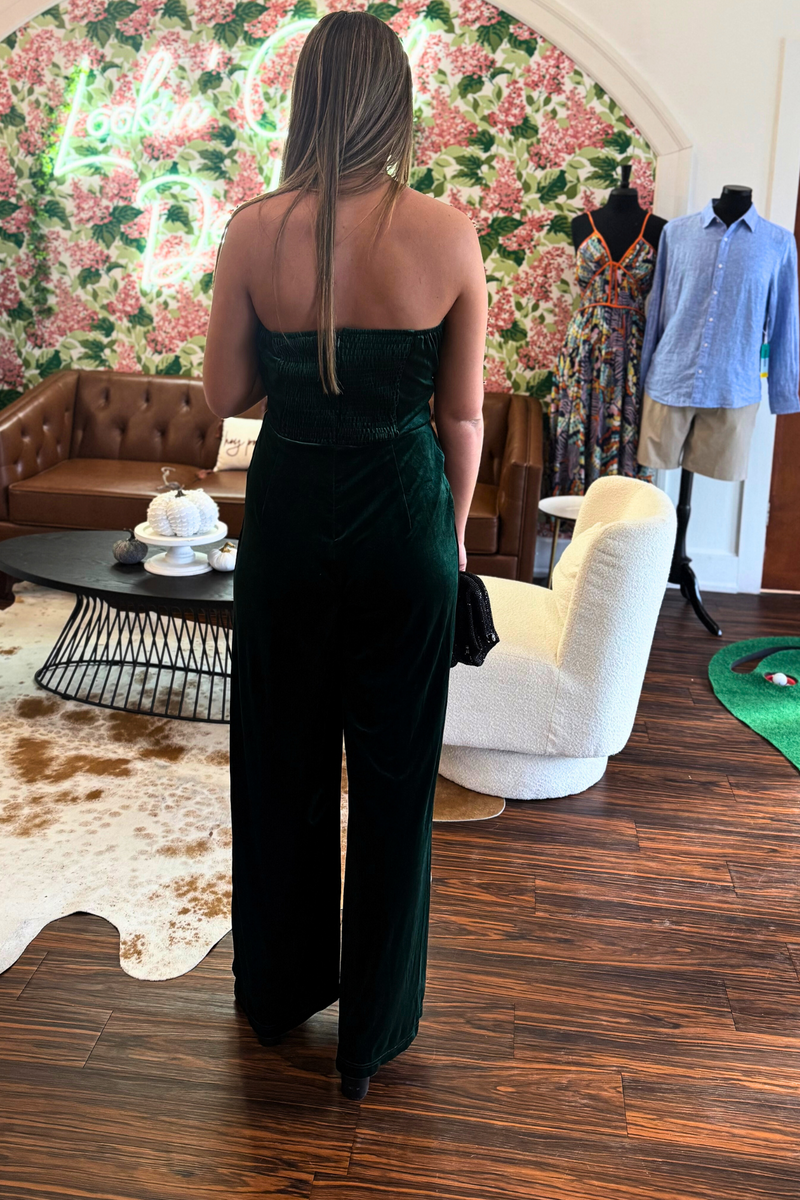 Velvet Strapless Jumpsuit