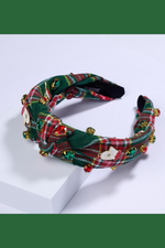 Knotted Plaid Christmas Headband