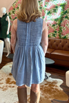 Pleated Sleeveless Denim Dress