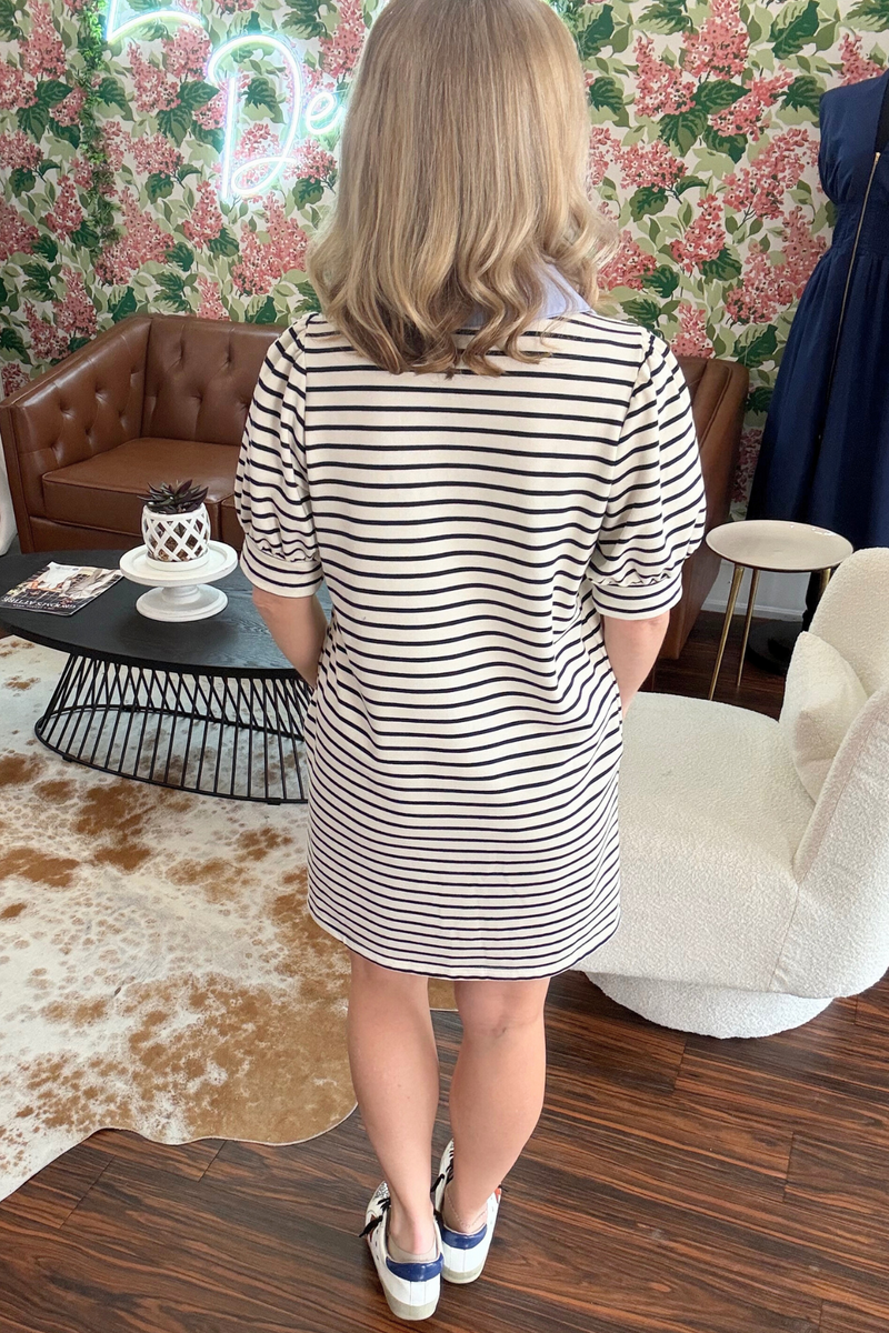 Striped Puff Sleeve Dress