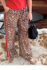 Leopard Adjustable Waist Wide Leg Pants