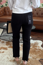 Black Straight Leg Cropped Jeans