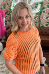 Crochet Orange Short Sleeve Top