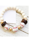 Wood and Glass Bead Baseball Bracelet