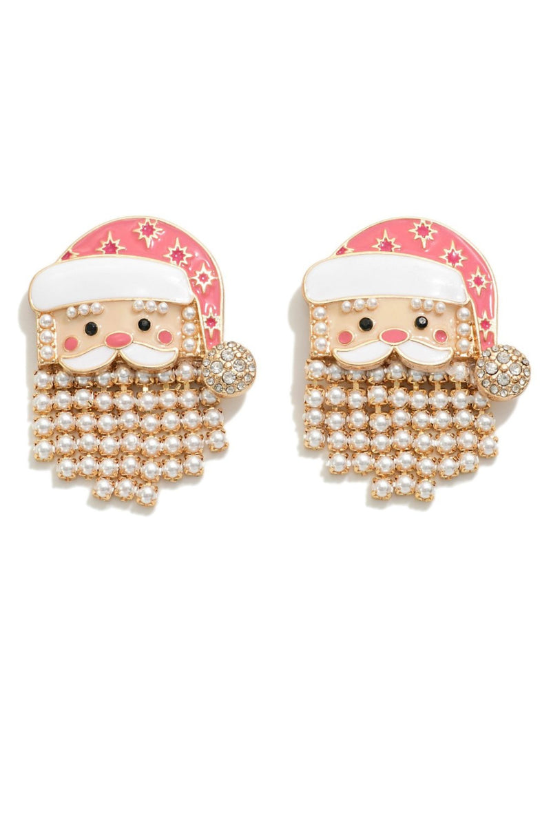 Pearl Tassel Santa Earrings