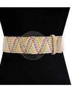 Rattan Belt with Clear Round Buckle