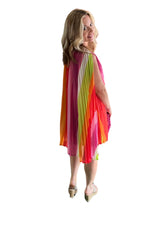 Pleated Mini Dress with Cape