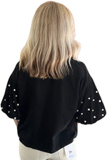 Bubble Sleeve Top with Pearl Detail