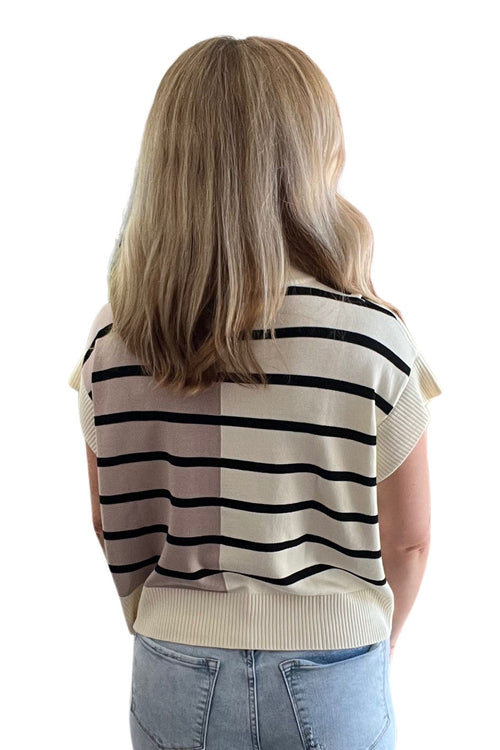 Colorblock Stripe Top with Zipper Detail