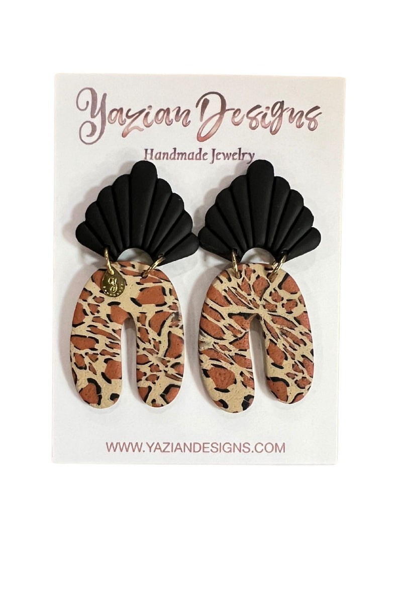 Yazian Designs Leopard Print Earrings