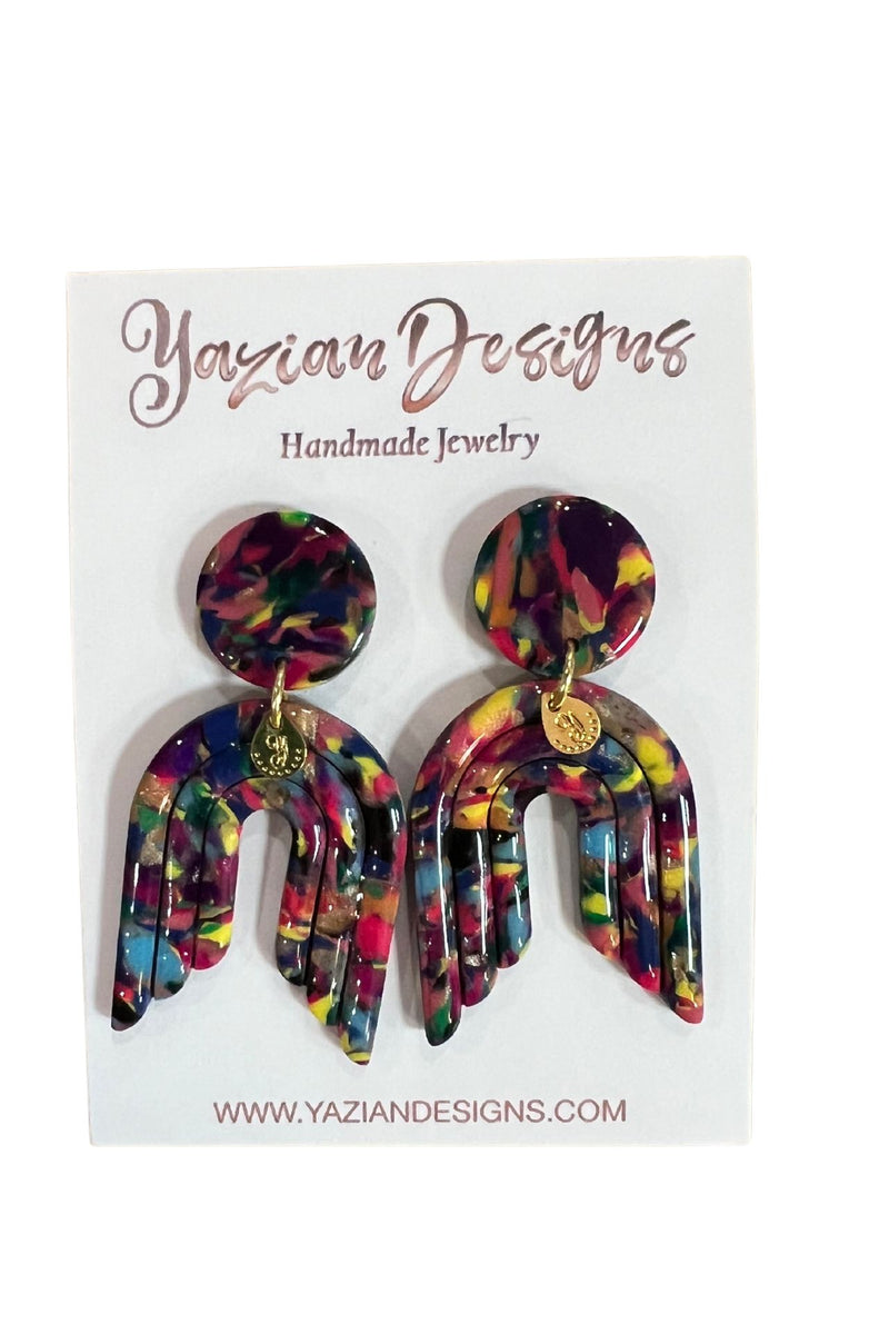 Yazian Designs Multi Color Glossy Earrings