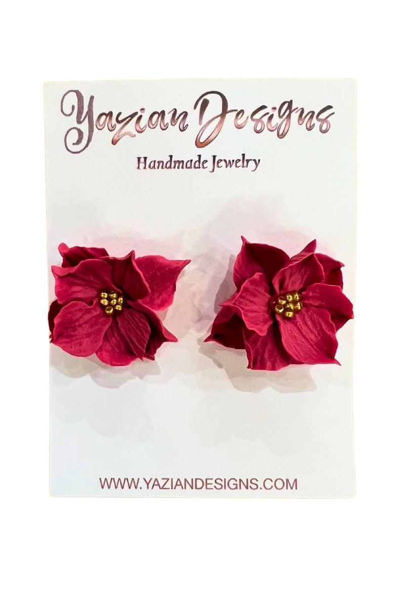 Yazian Designs Red Flower Rearrings