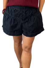 Black Denim Flare Shorts