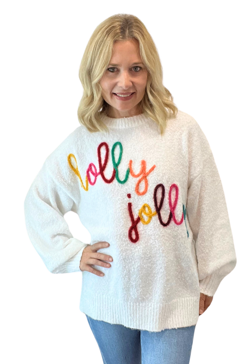 Holly Jolly Oversized White Sweater