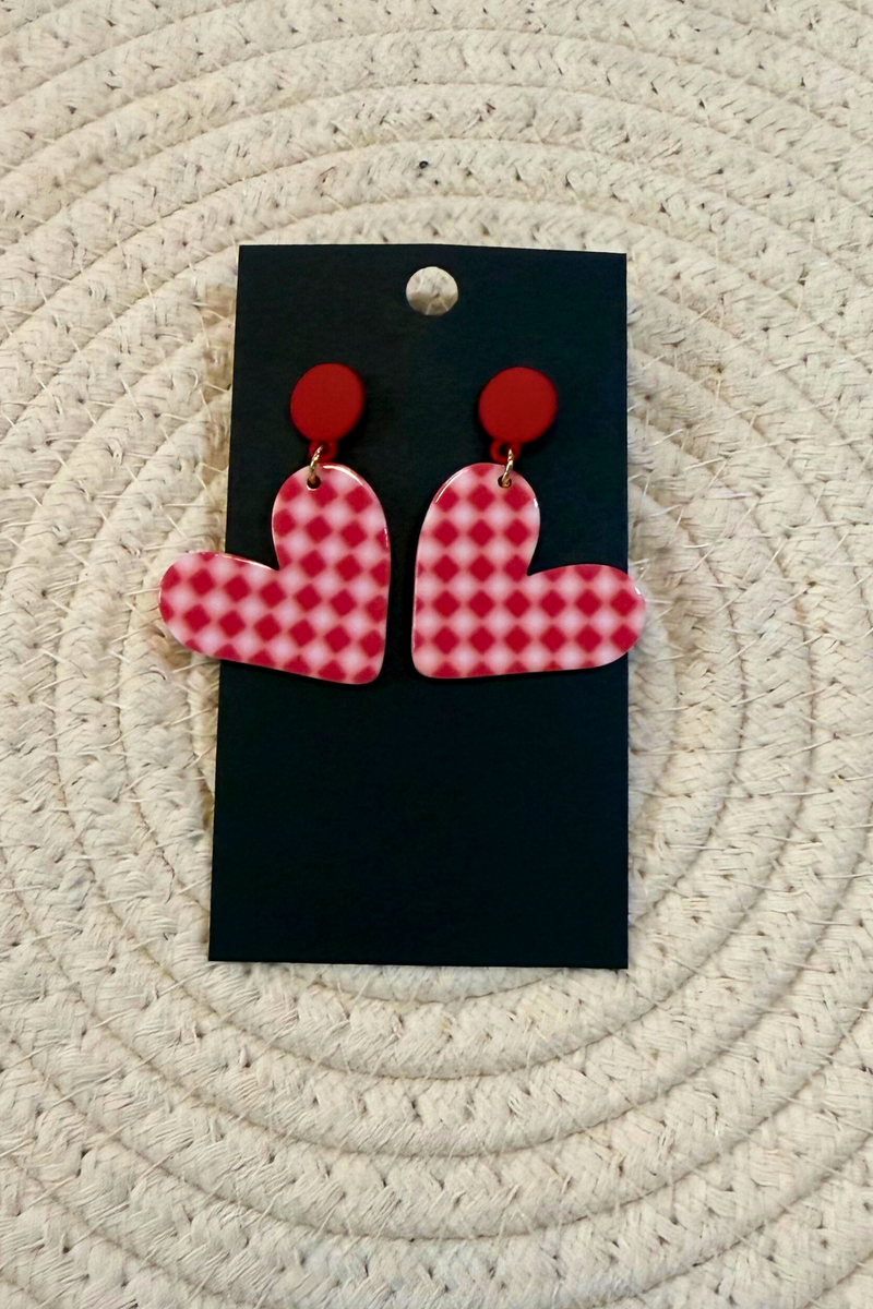 Checker Heart Earrings