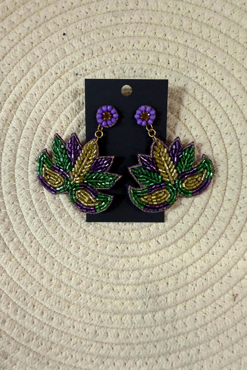 Mardi Gras Beaded Mask Earrings