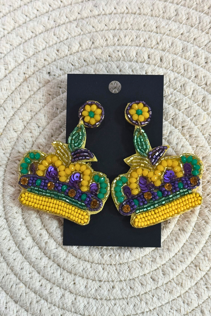 Mardi Gras Crown Earrings