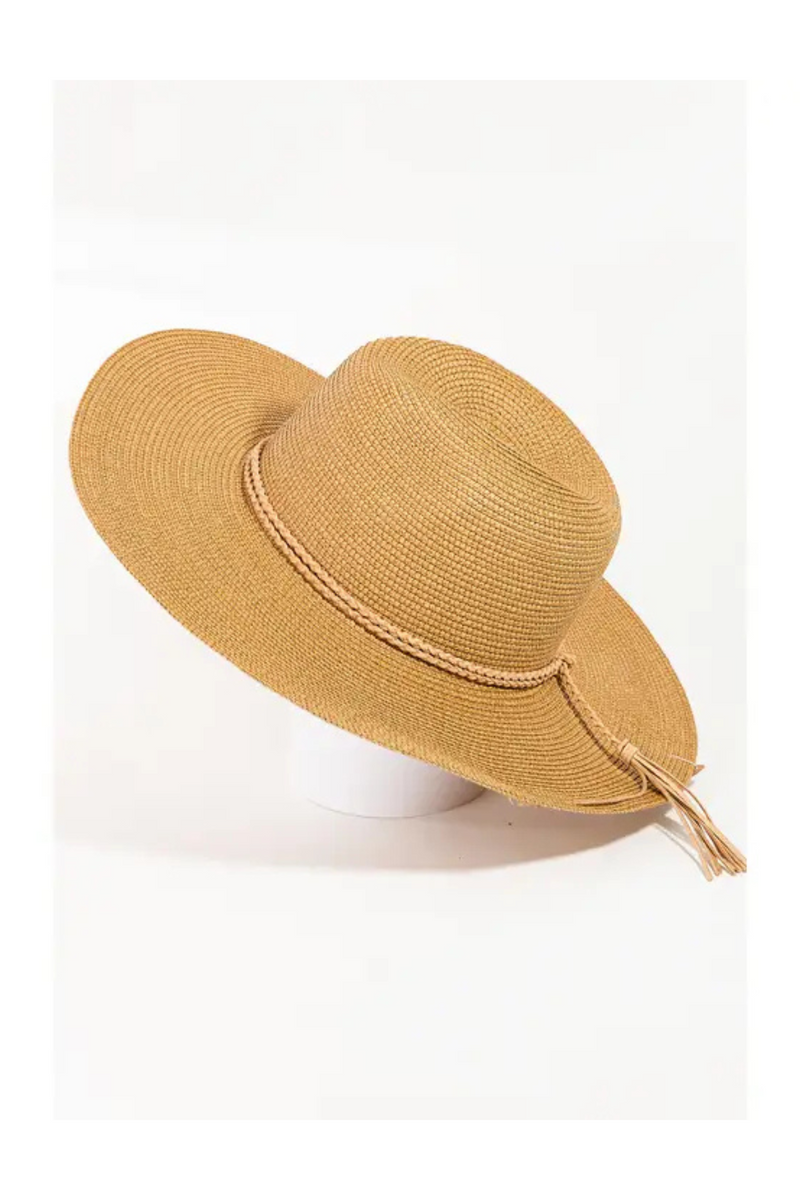 Straw Braided Rope Strap Fedora Hat