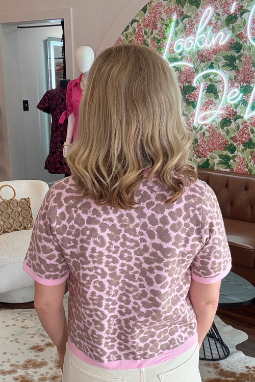 Pink Leopard Short Sleeve Cardigan