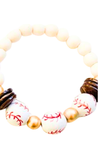 Wood and Glass Bead Baseball Bracelet