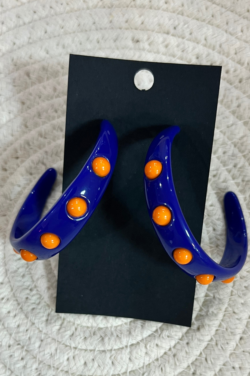 Large Orange and Blue Acrylic Hoops